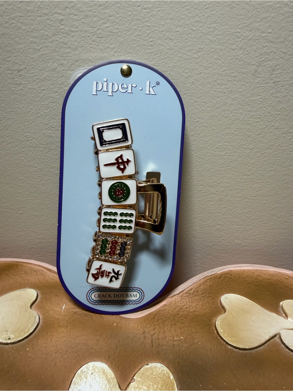 Piper K Mahjong Tile Enamel Hair Claw